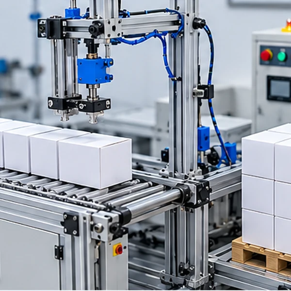 Conceptual illustration of automated palletizing and warehouse simulation