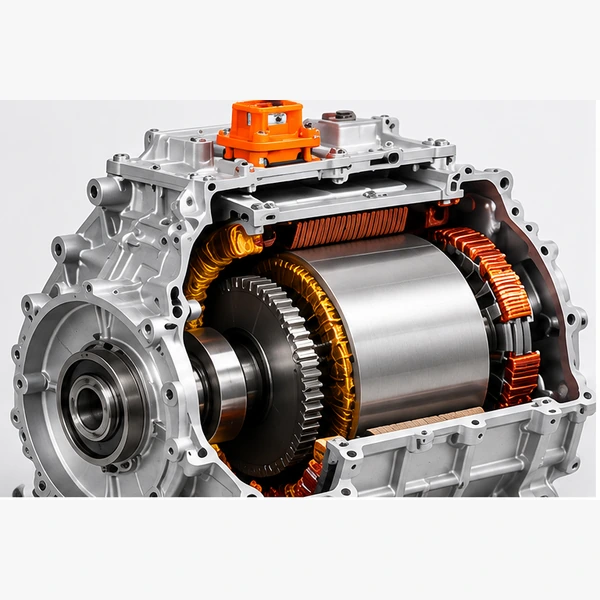 BYD E5 electric motor and powertrain component structure