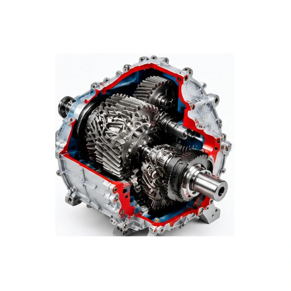 Cutaway EV gearbox showing internal transmission components