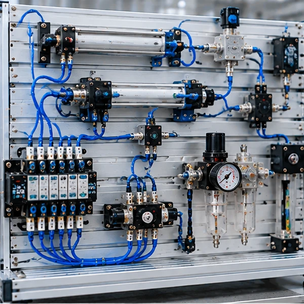 Pneumatic Circuit Assembly for Transparent Hydraulic & Pneumatic PLC Training Platform