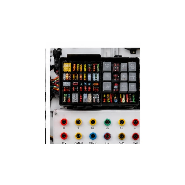 Automotive fuse relay panel and diagnostic measurement terminals